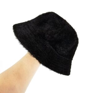 Fuzzy Black Bucket Hat NWOT